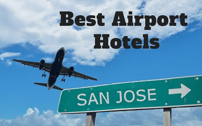 An airplane flying with text overlay that reads Best Airport Hotels, San Jose, Costa Rica