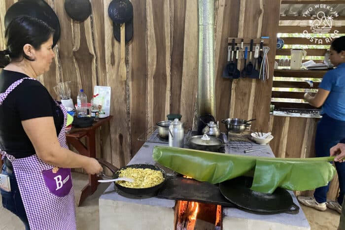 banana leaf on a woodstove