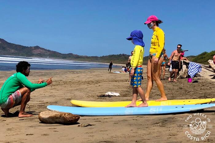 surf instructions at Playa Grande starting on the sand