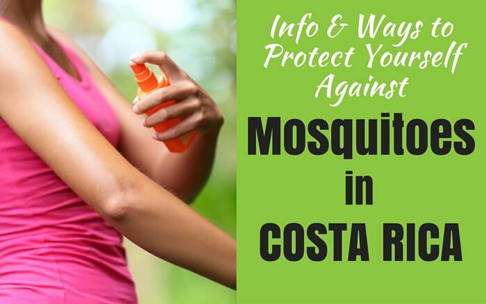 someone applying repellent with text overlay that reads mosquitoes in Costa Rica