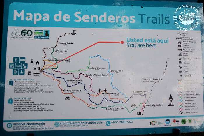 Monteverde Cloud Forest Biological Preserve Trail Map